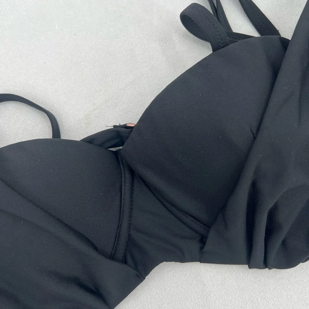 Calia Women's Pleated Panel Underwire Bikini Top Pure Black 34C Size undefined - Image 2