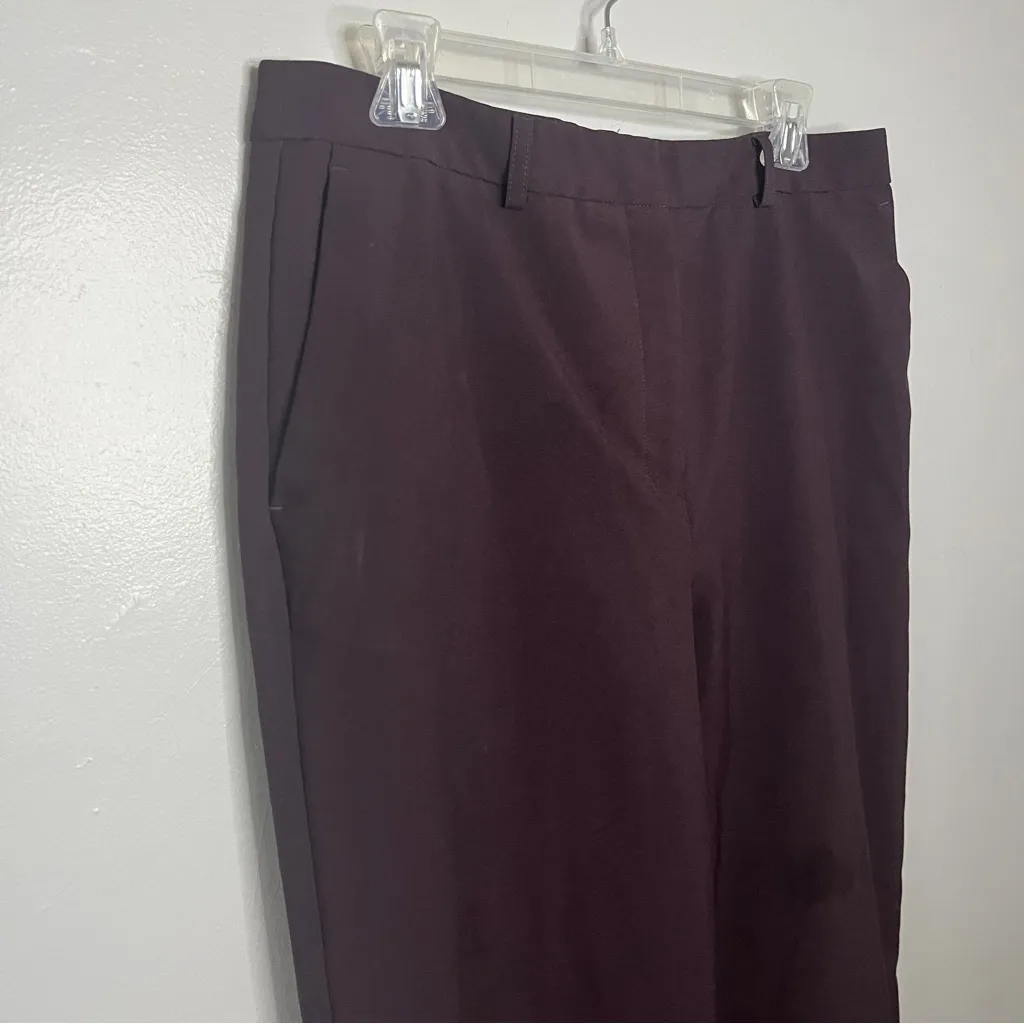 New York & Company Brown Burgandy Wide Leg Pants 14 Red - Image 4