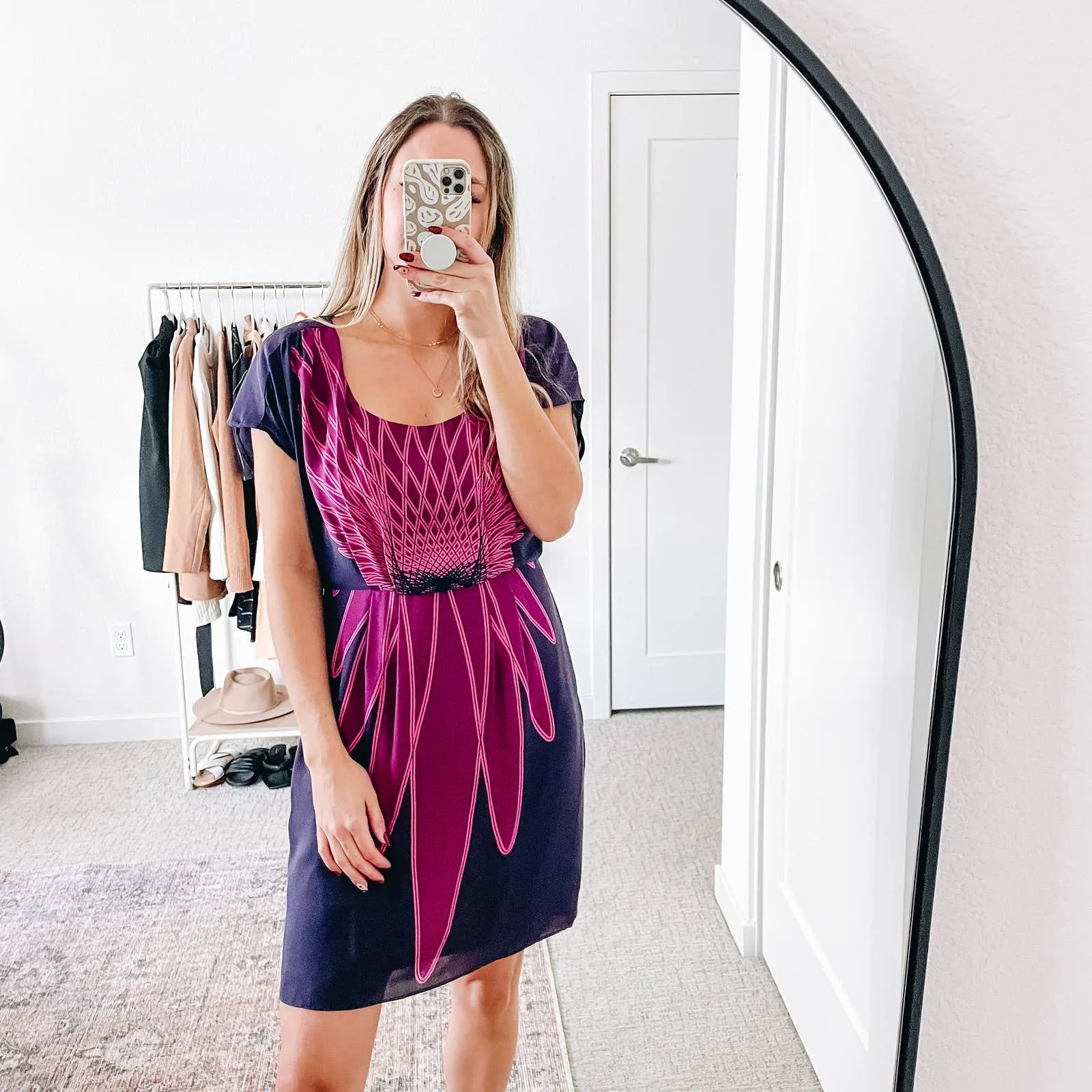 TIBI Purple Pink Silk Mini Dress - Image 4