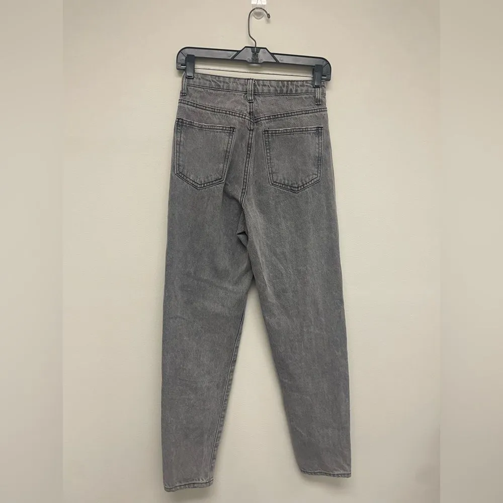 PrettyLittleThing 90s High Rise Straight Leg Mom Jeans Gray Acid Wash Denim US2 - Image 5