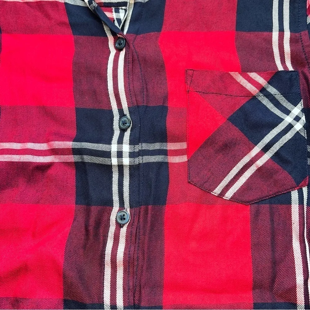 WOOLRICH plaid flannel collared long sleeve button down red blue small - Image 5