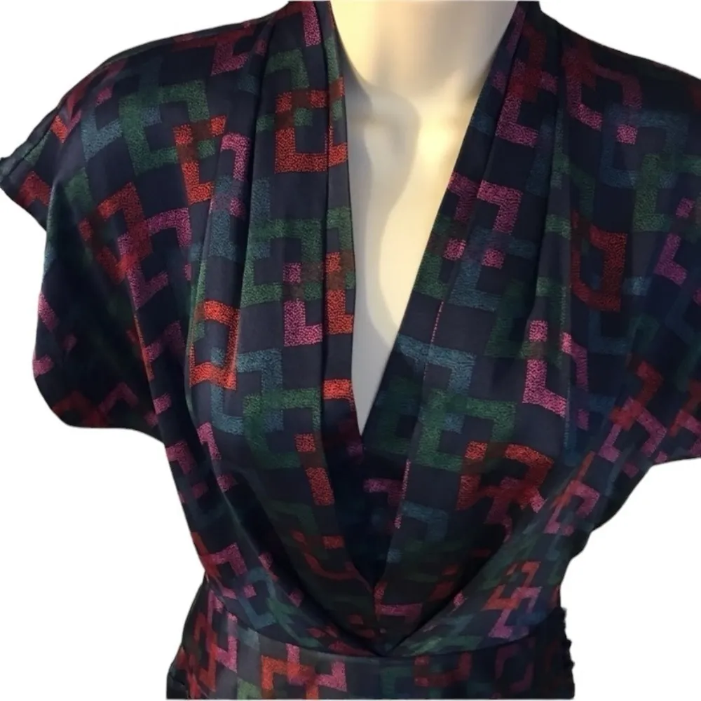 Anthropologie Trovato 100% silk Jewel Tone midi Party dress Festive Holiday - Image 4