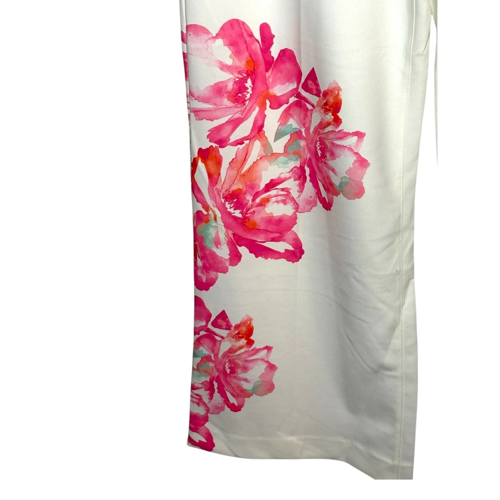 INC International Wide Leg Pants White Floral Print White Pink Size 18 NWT - Image 5