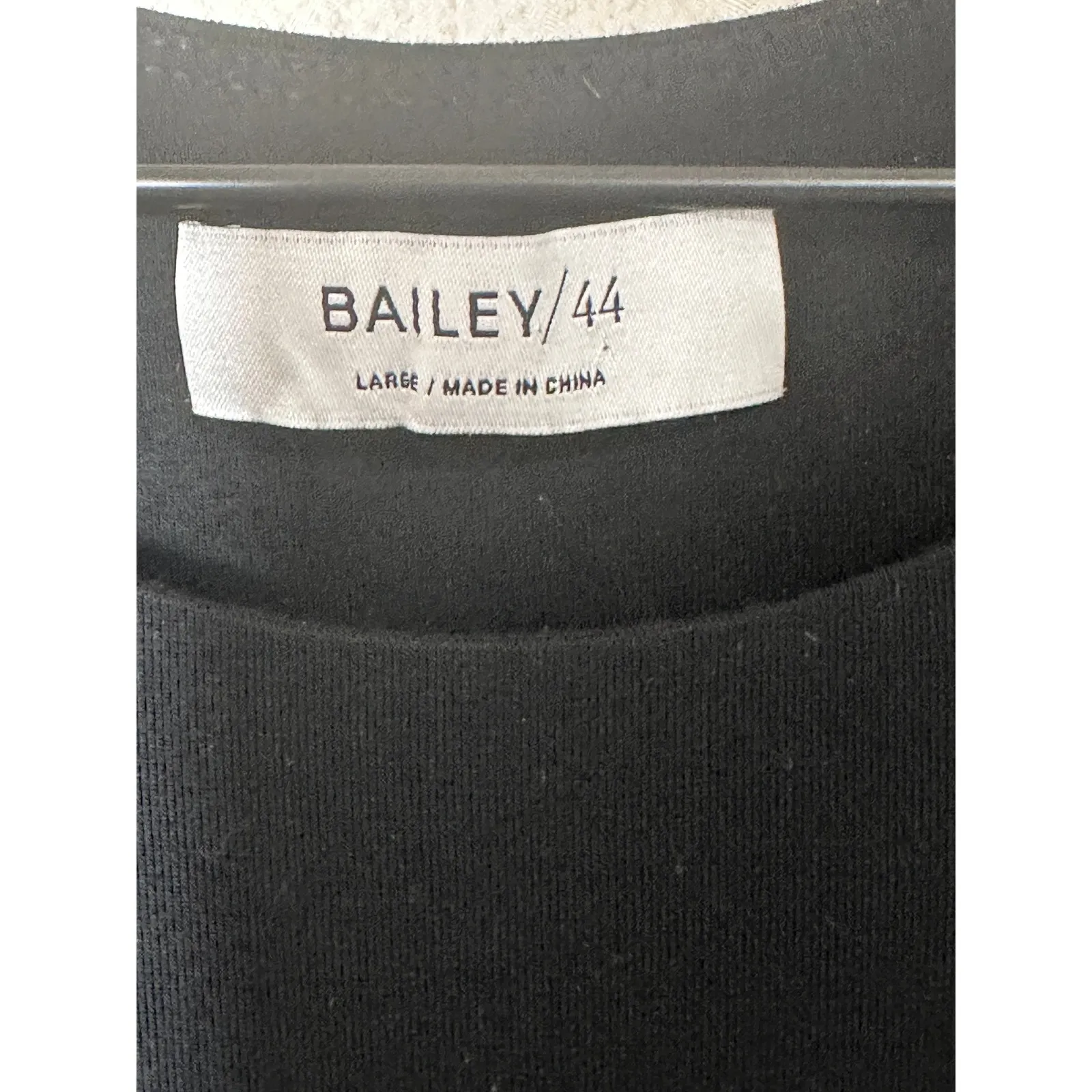 Bailey 44 Black Georgina Dress Faux Leather Hem Minimalist Punk Chic Size‎ Large - Image 3