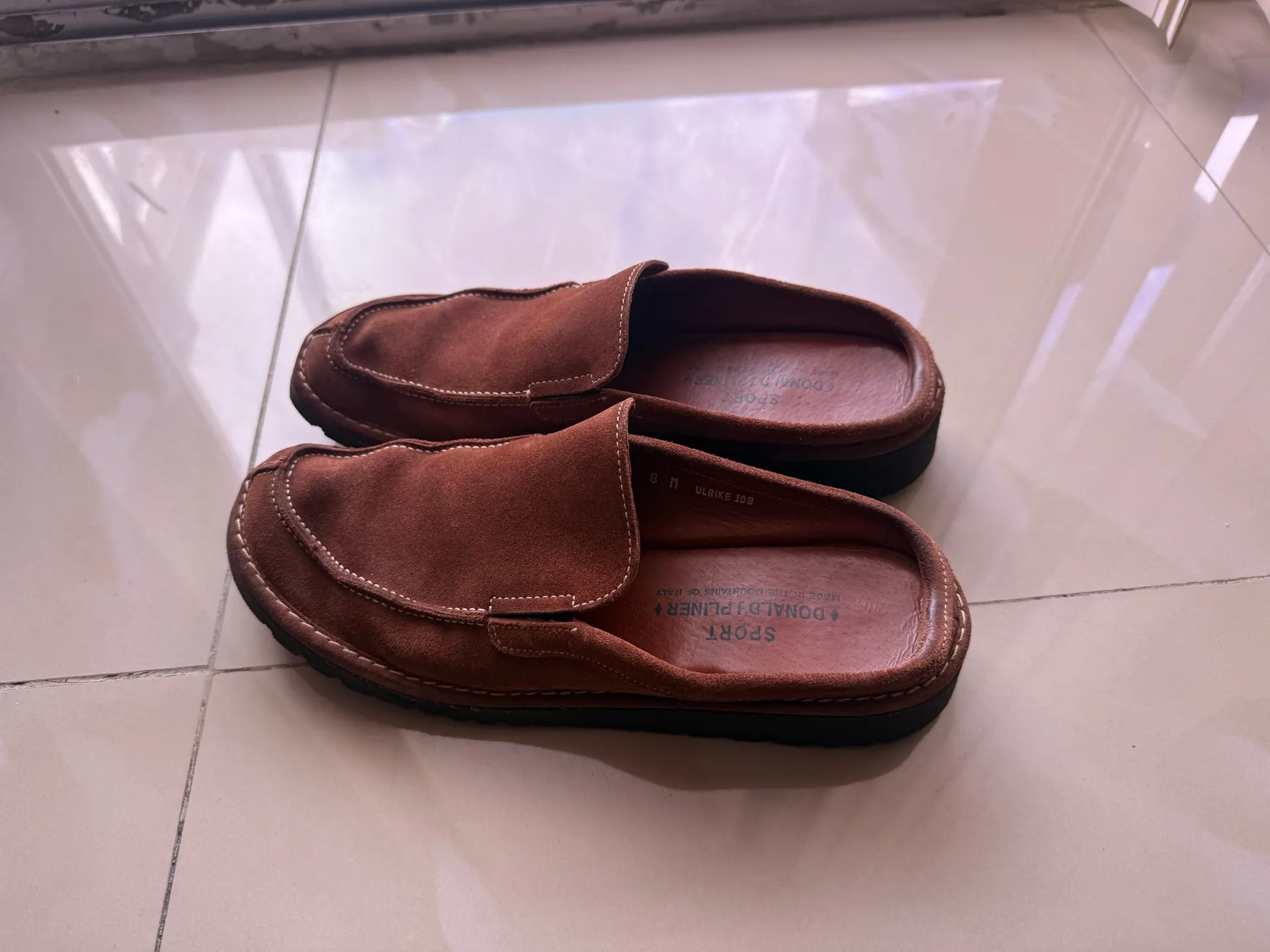 Donald J. Pliner Sport Shoes Unisex 8 M Brown Mules Made in Italy Vibram Soles - Image 14