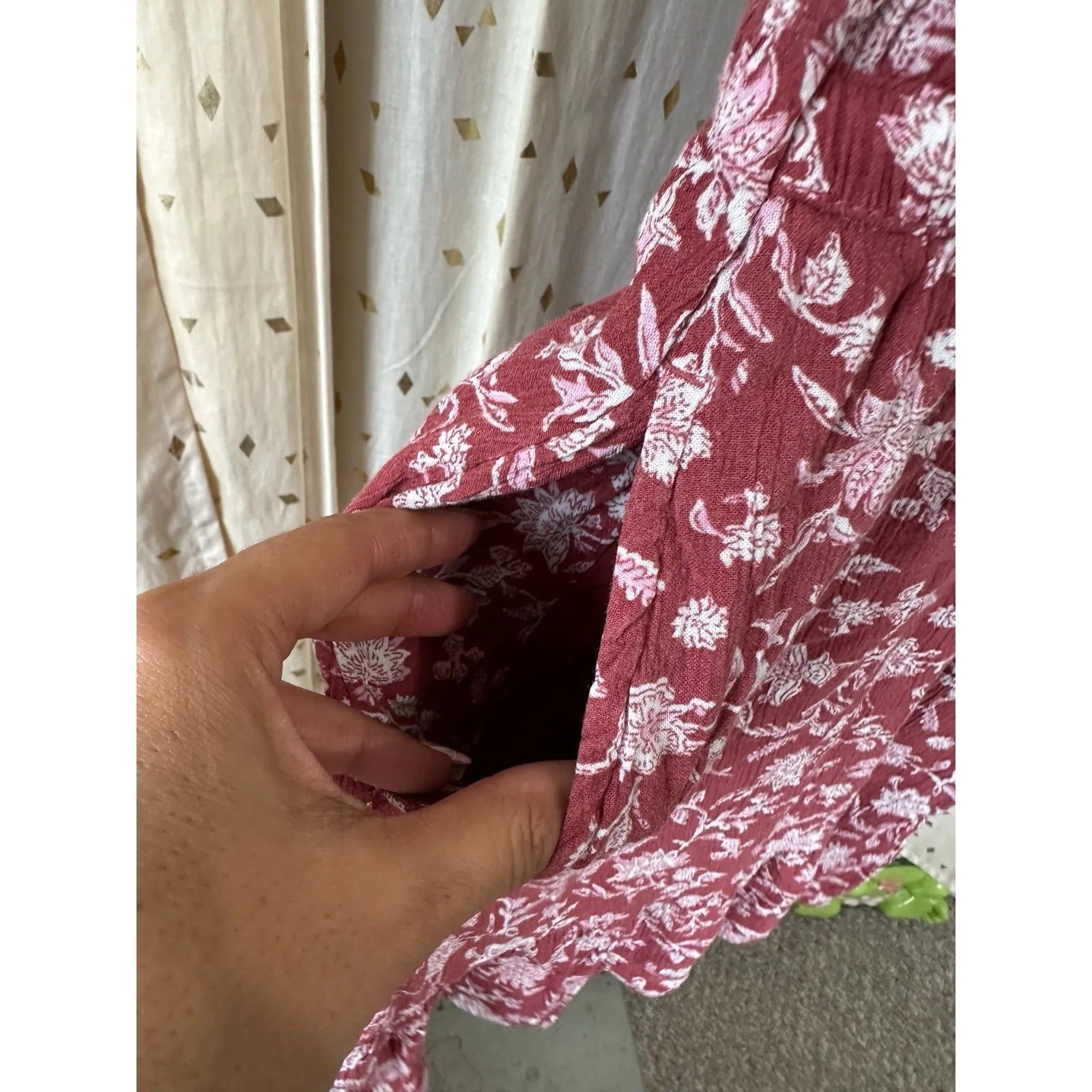 Abercrombie & Fitch All Over Crinkle Paisley Floral Spaghetti Straps Sundress S - Image 3