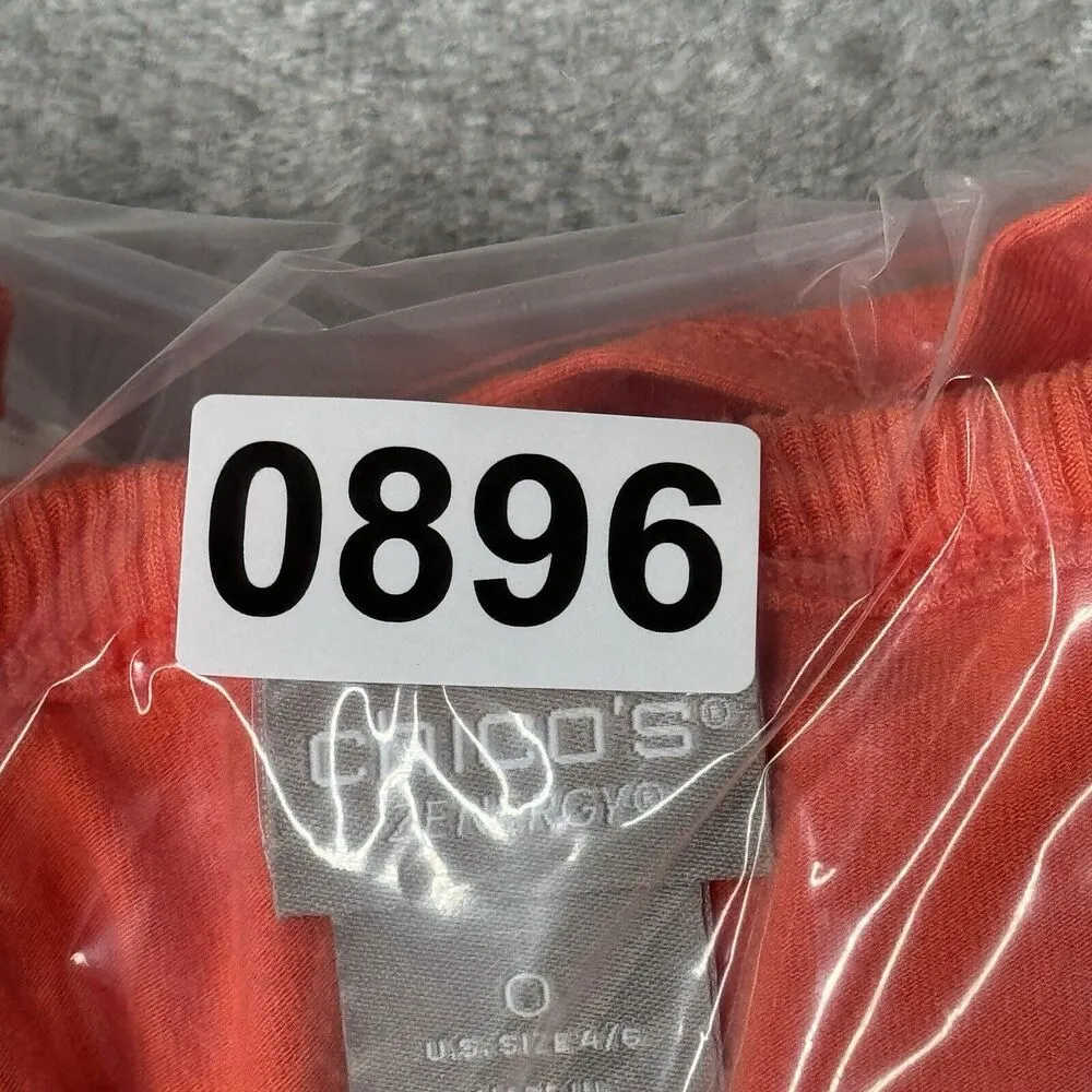 Chicos Dress Women 4/6 Coral Orange Tank Dress Midi Preppy Basic Casual Everyday - Image 9