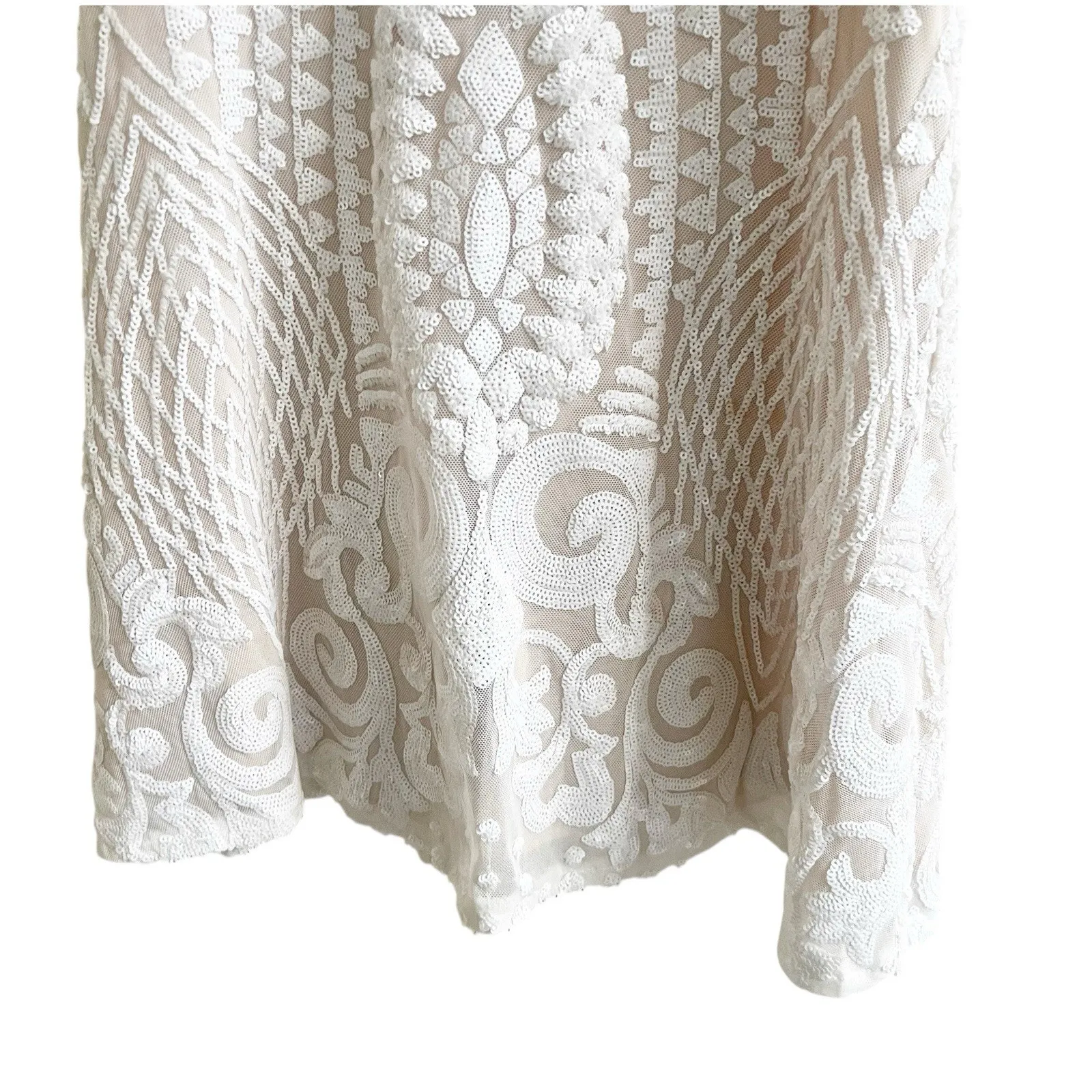 Revolve Superdown Tiff Micro Mini Dress Sparkly Sequins Size XS Nude Ivory - Image 10