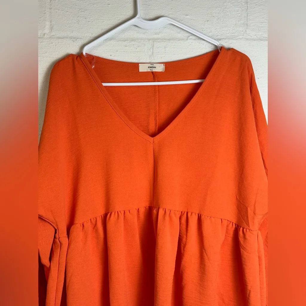 Entro Woman’s Orange Casual Business Classic Trendy Lightweight Blouse Sz Small - Image 2