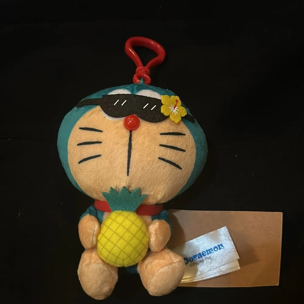 Sanrio I’m Doraemon Series Doraemon® Plush 4" w/ Strap: Pineapple Bag Charm - Image 3