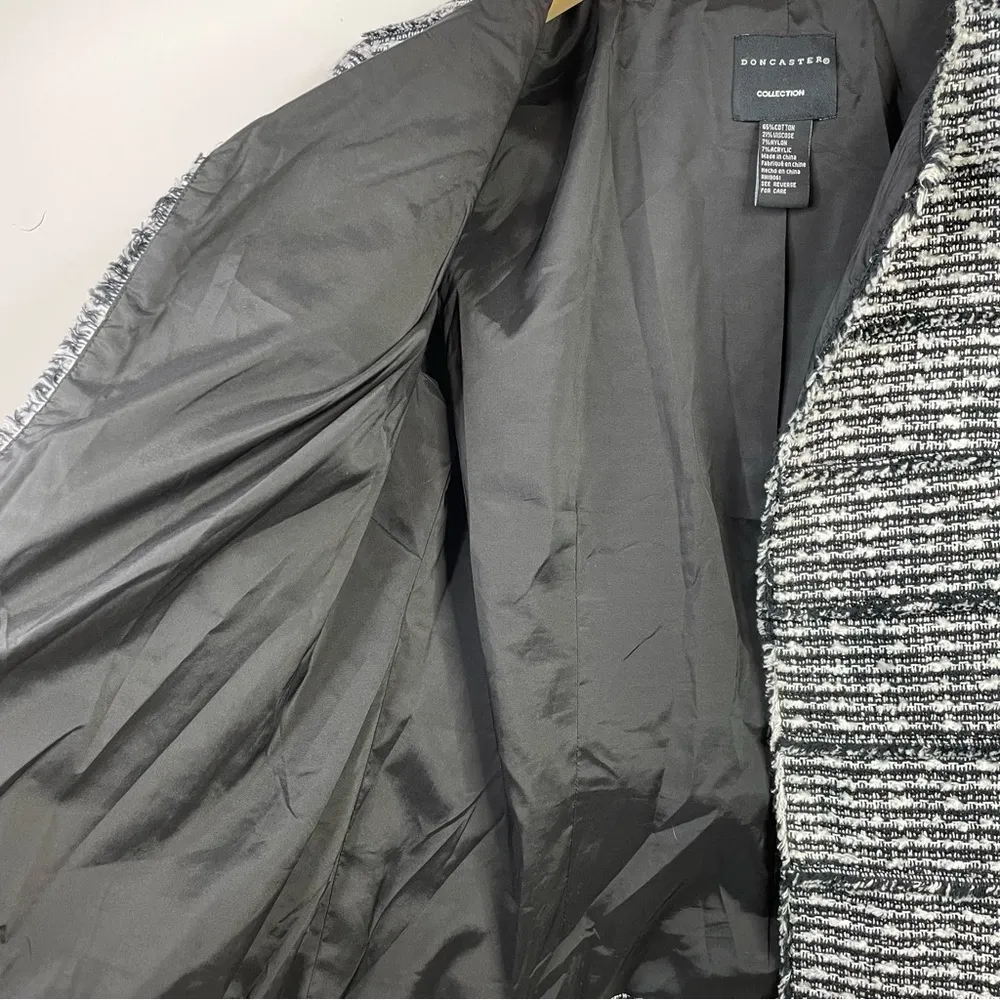 Doncaster Collection Classic Black White Fringe Boucle Tweed Blazer Jacket 8 - Image 9