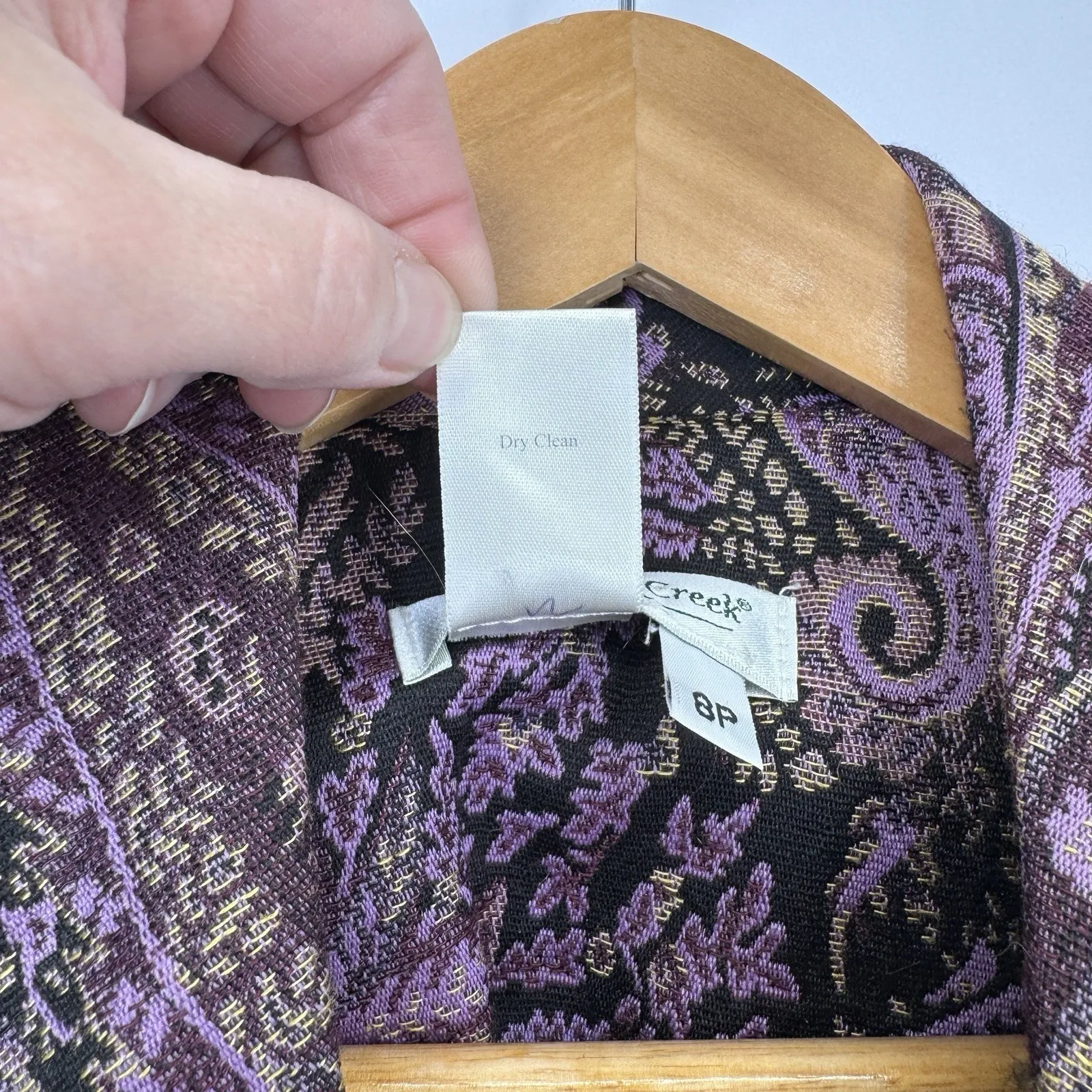 Vintage Y2K Coldwater Creek Jacket Womens 8P Purple Paisley Forest Fairy Lined - Image 6