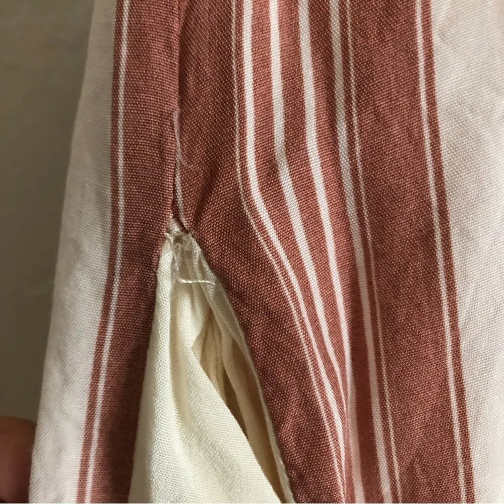 Dress Forum Red Ivory Stripe Short Sleeve Button Up Lightweight Blouse Shirt Top - Image 5