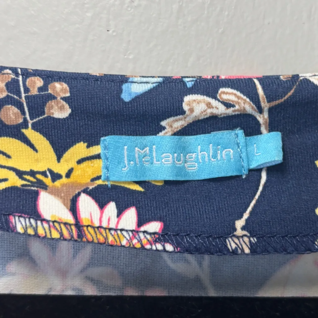 J Mclaughlin Catalina Cloth Wavesong‎ Top Navy Floral Bright Spring Size Large - Image 5