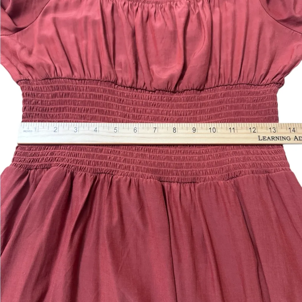 Hesperus Burnt Red Smocked Waist Cottage Style Dress - Image 10