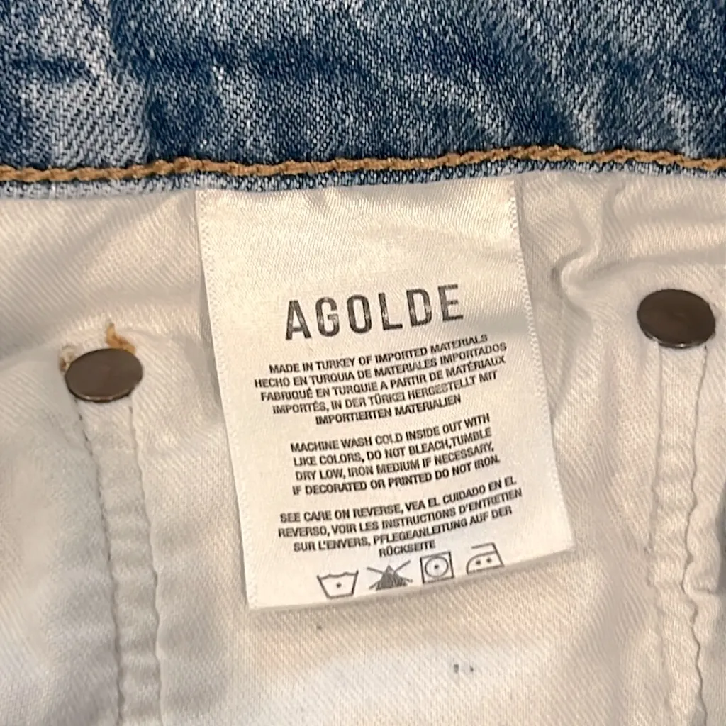 Agolde Riley Long High Rise Straight Jeans Size 31 Quiver Slim Straight Leg - Image 8