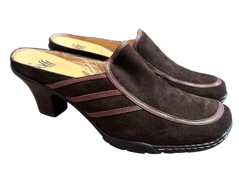 Sofft Chocolate Brown Suede Heel Mule / Clog Shoe Sz 8 - Image 3