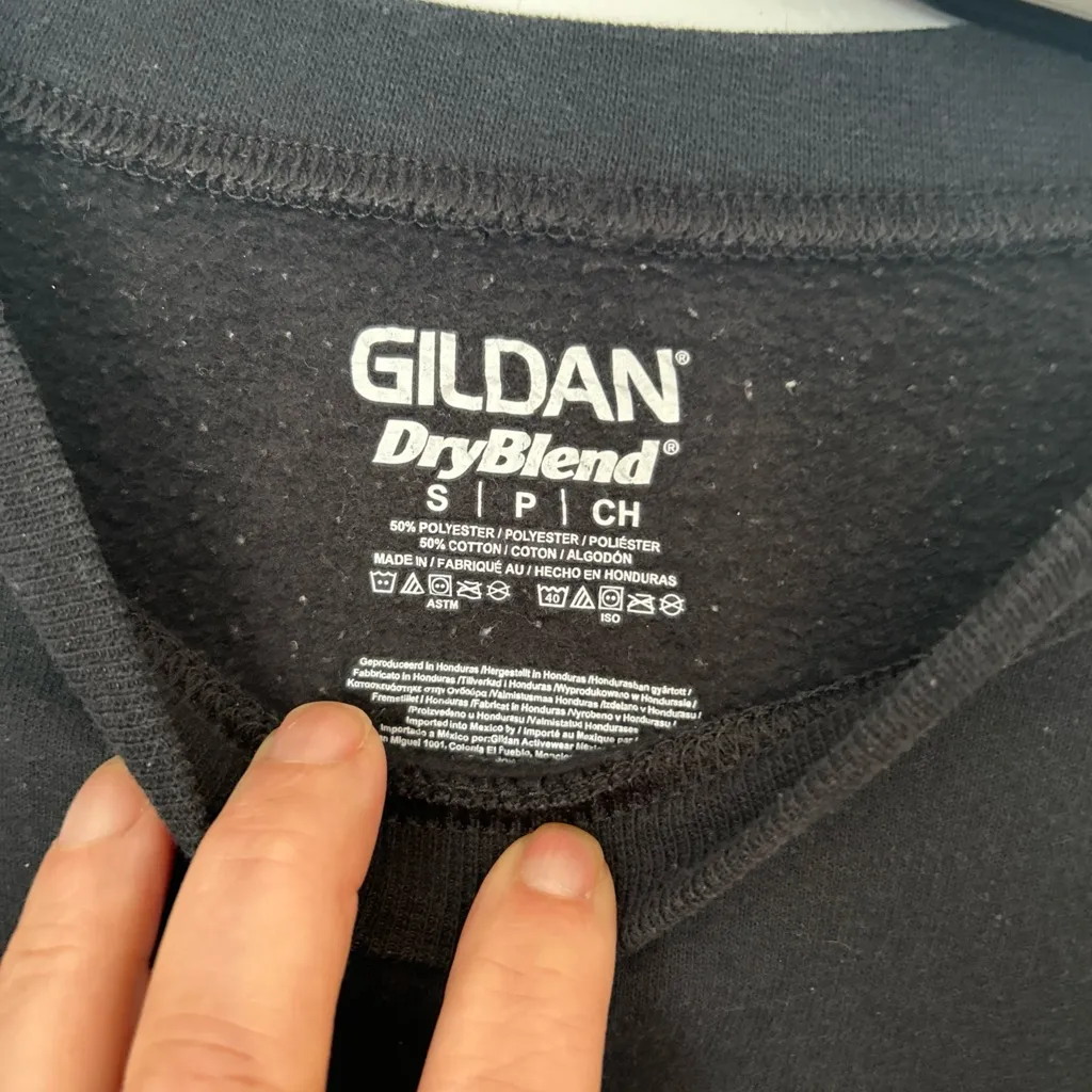 Black Gildan App State Sweatshirt‎ cutoff hem Yellow - Image 5