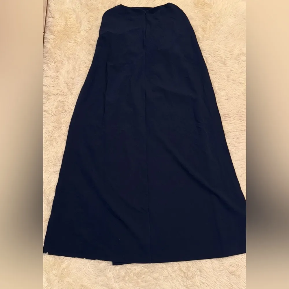 New KAY UNGER ALEXANDRIA Navy Cape GOWN Sz 6 - Image 5