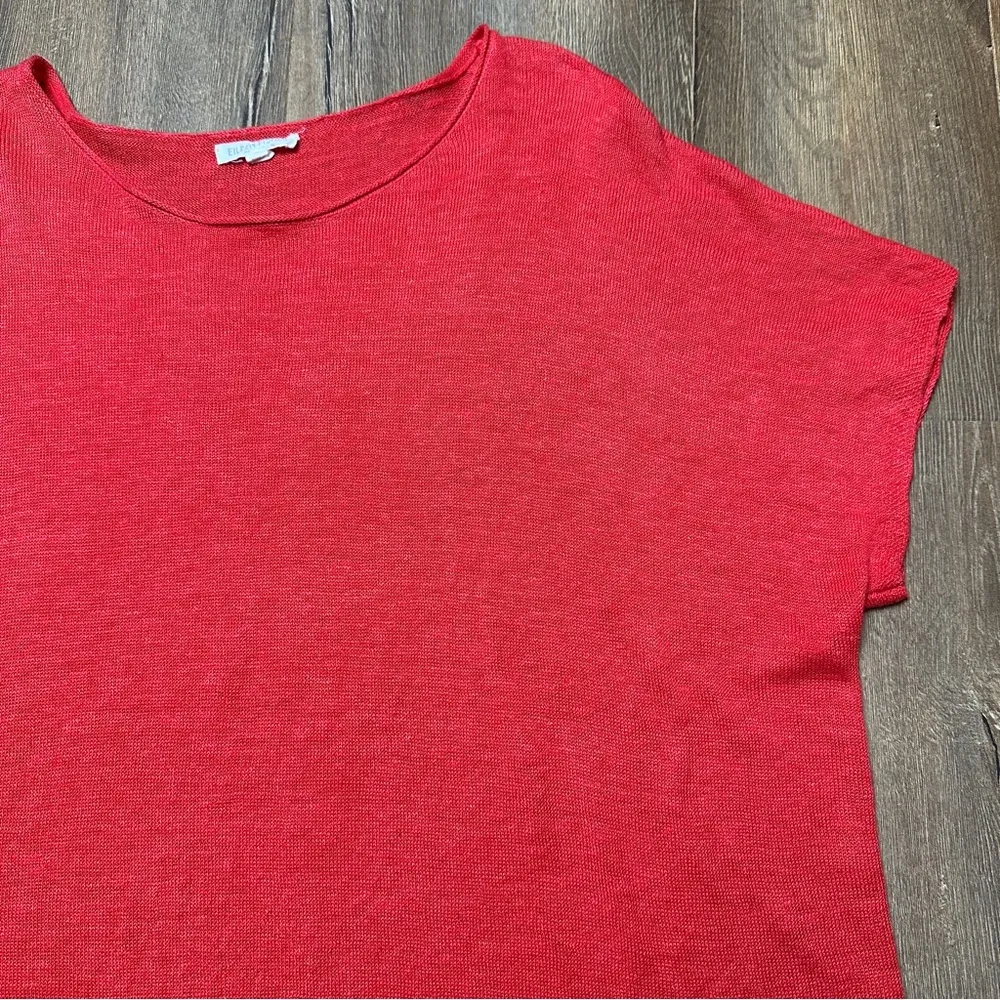 Eileen Fisher Lightweight Fine Gauge Linen Tunic Top in Red / Orange Size Medium - Image 3