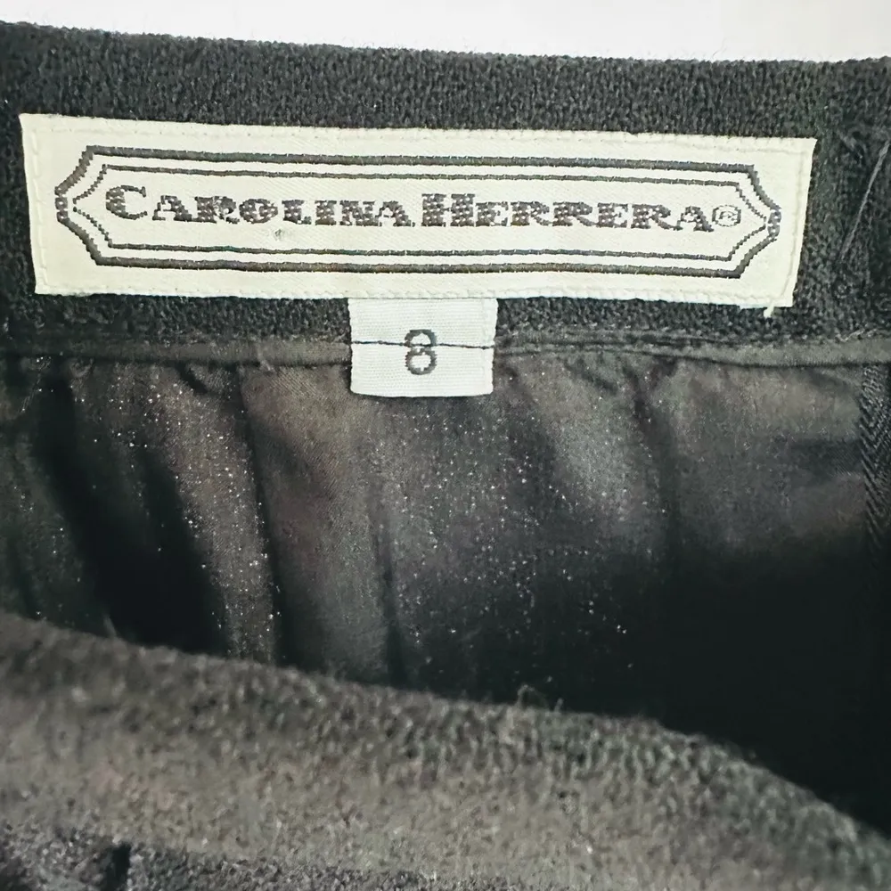 Carolina Herrera Wool Pencil Midi Black Skirt Size 8 - Image 6