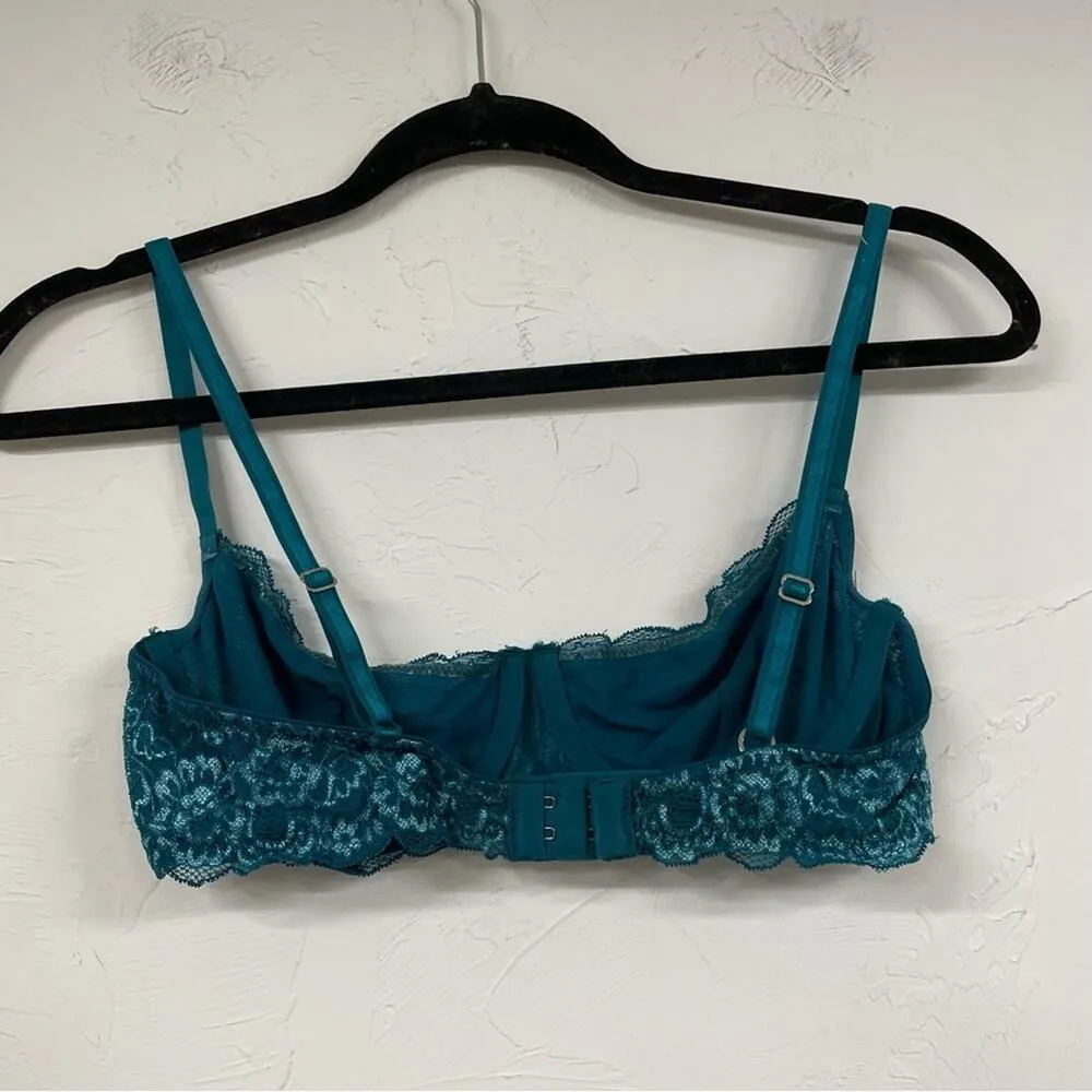Intimint Teal Green Lace Demi Underwire Push Up Bra 34B Girly Romantic Lingerie Blue Size undefined - Image 6