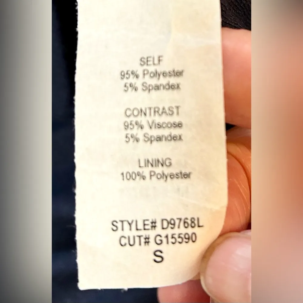 GILLI Trista Faux Wrap Stretch Jersey Knit Knee Length Dress Sz S Blue - Image 10