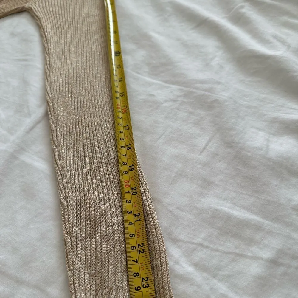 Joseph A Silk Metallic Gold Turtleneck Pullover Sweater Fitted L - Image 6