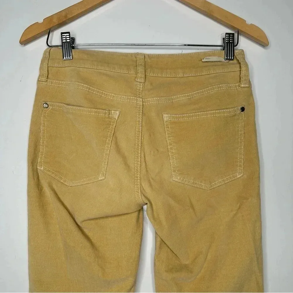 Pilcro and the Letterpress Pale Yellow Zipper Ankle Stet Corduroy Pants Size 27 - Image 14