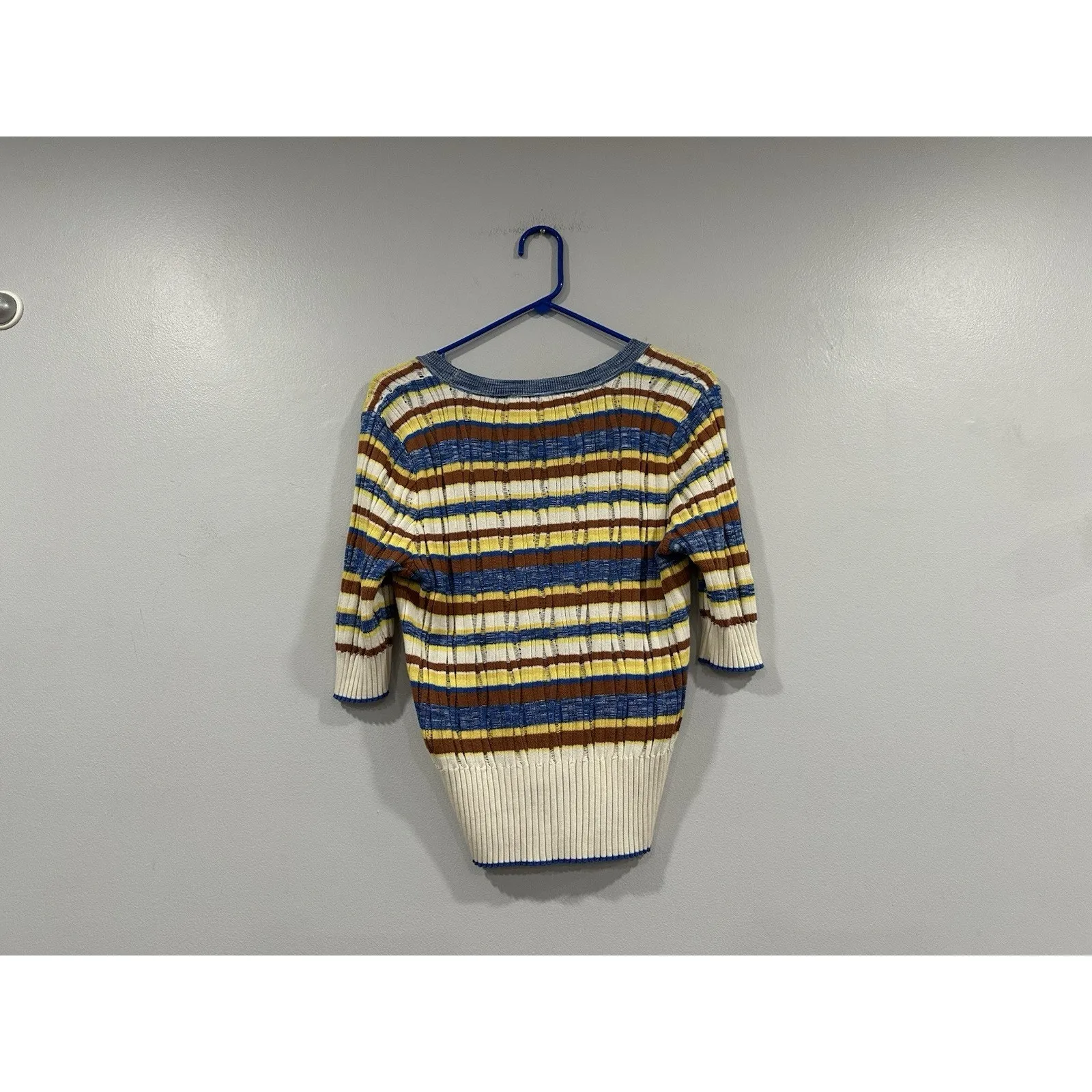 Veronica Beard  Multicolor Striped Chantal Pointe Knit Top Medium M - Image 3