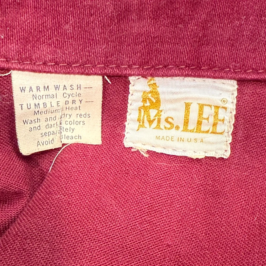 Lee Ms.  Vintage Dark Red Crop 80’s Jacket size S - Image 5