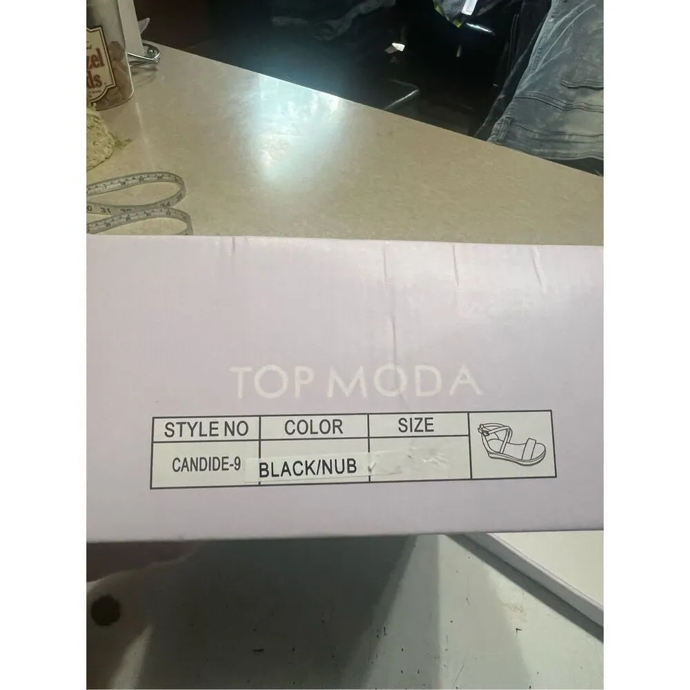 Top Moda Black Faux Suede Strappy  Sandals Sz 7 NIB - Image 7