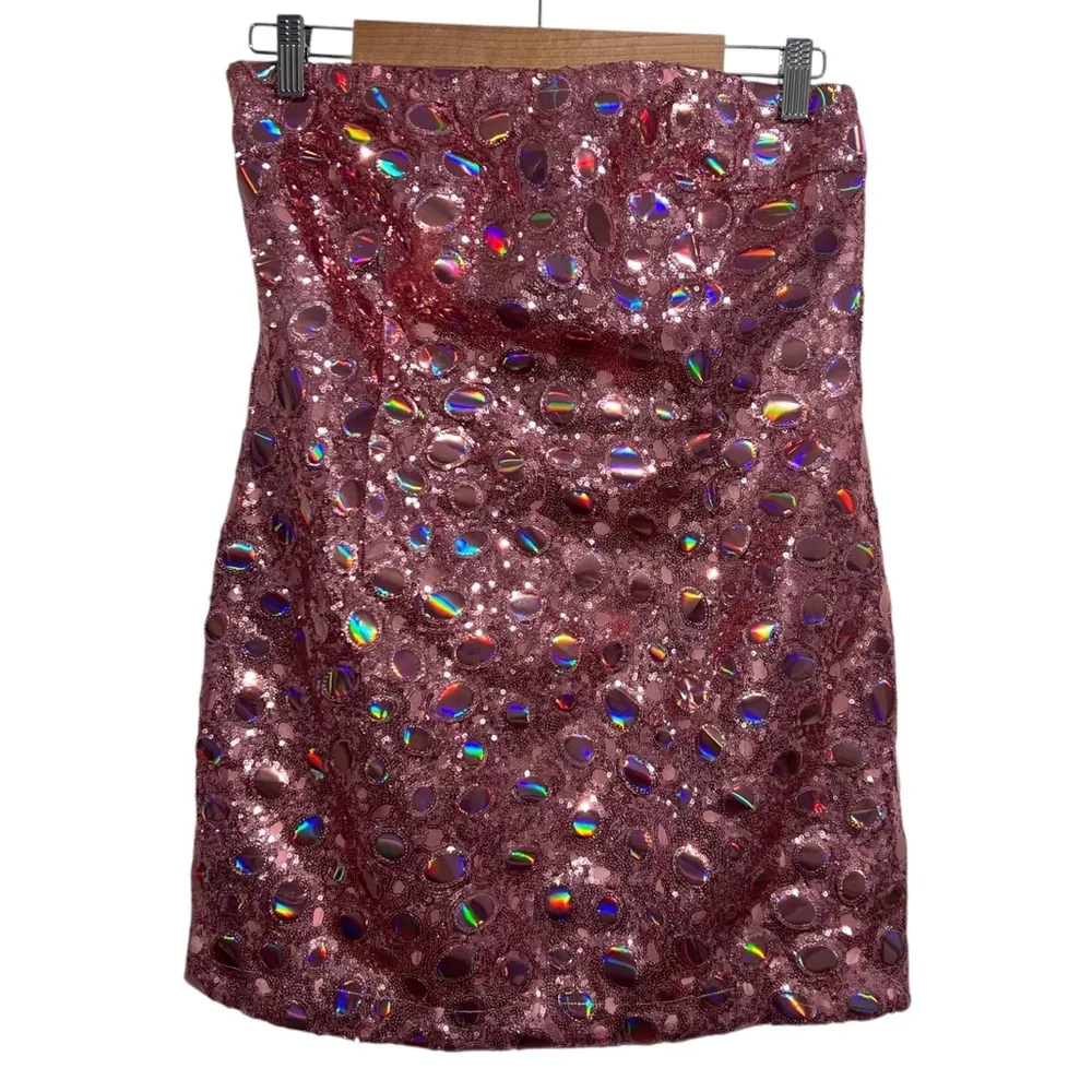 NEW NWT  X Revolve Lace Mini Dress Strapless Dress In Beaded Purple - Image 3