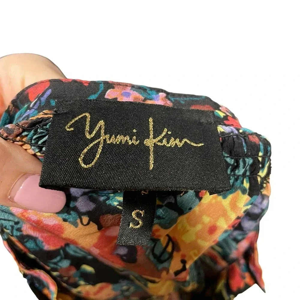 Yumi Kim‎ Trinia Silk Floral Print Top Yellow Black Size Small - Image 6