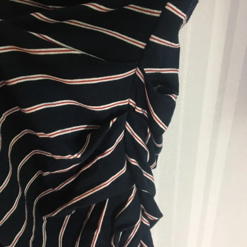 Anthropologie  Fabian Striped Faux Wrap Jersey Mini Dress Blue Small Party - Image 9