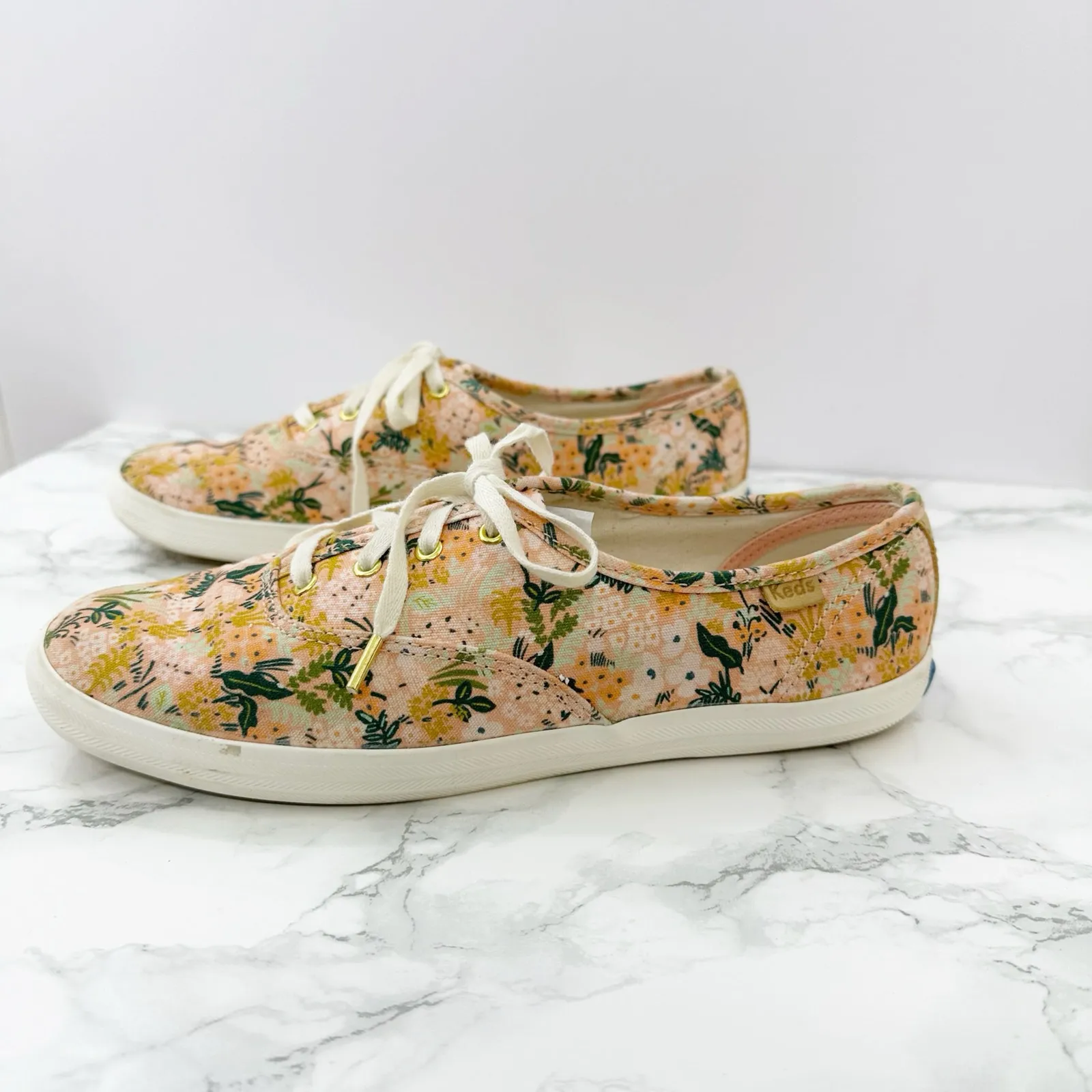 Keds x Rifle Paper Co.‎ Meadow Blush Pink Orange Floral Sneakers Size 7 - Image 2