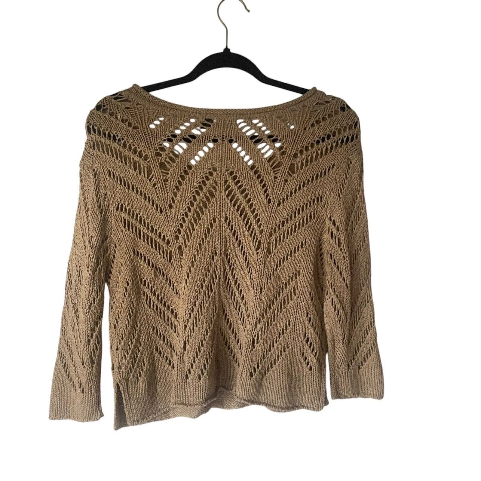 RD Style Women's Size Medium Brown Open Knit Coastal‎ Boho Top - Image 4