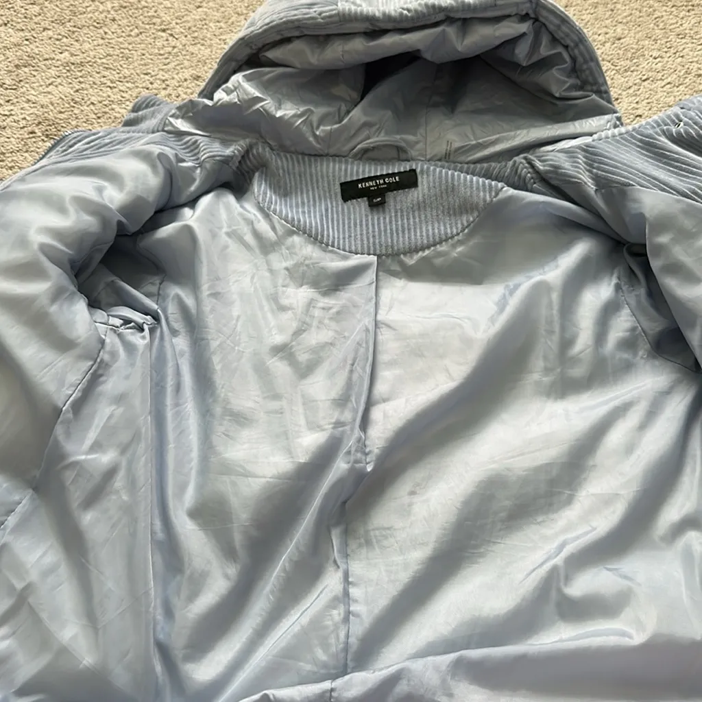 Textured Blue Corduroy hooded jacket - Image 9