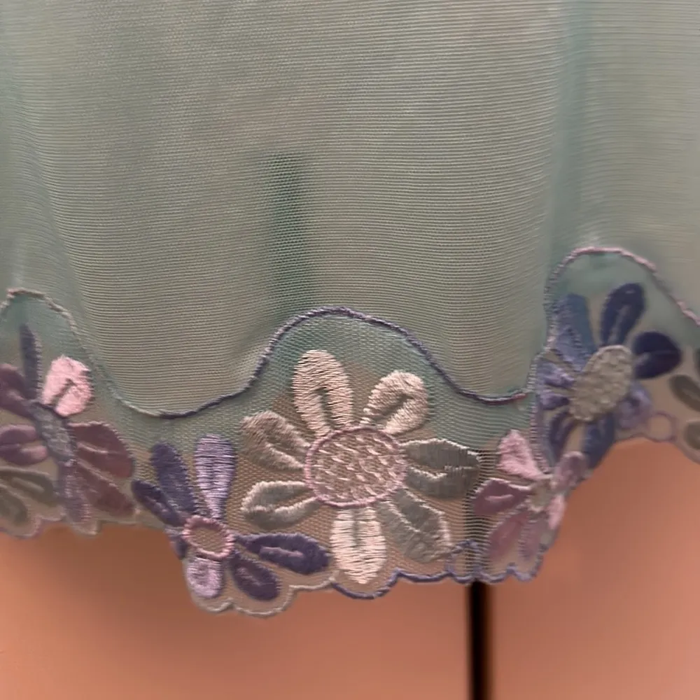 Victoria's Secret Vintage 2000s Mint Green Semi Sheer Cami Floral Lace Trim M - Image 11