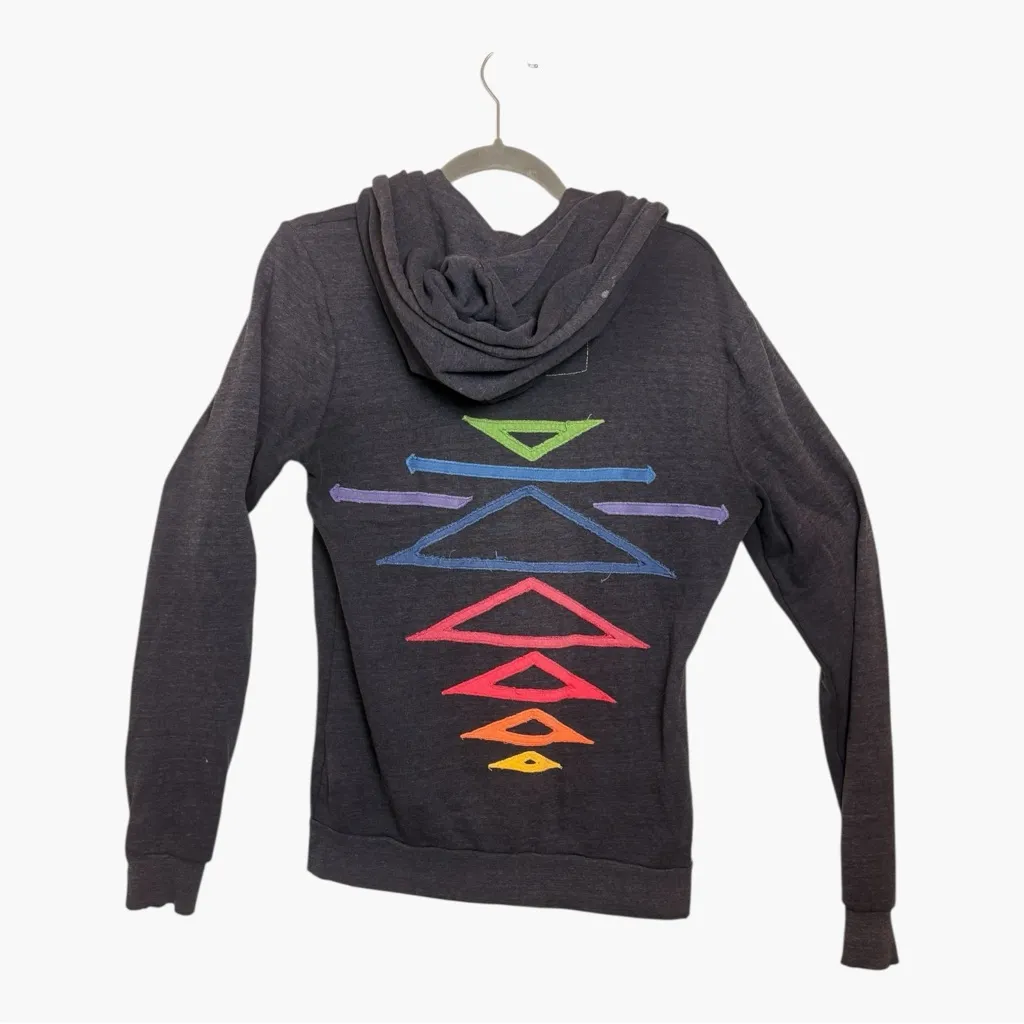 Rare Aviator Nation Charcoal Gray Rainbow Arrows Zip Hoodie Medium - Image 3