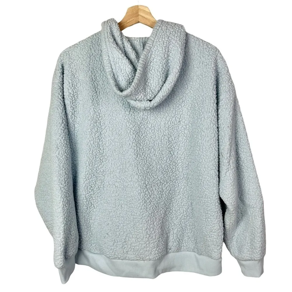 American Eagle AEO Light Blue Teddy Sherpa Hoodie Sweatshirt M - Image 3
