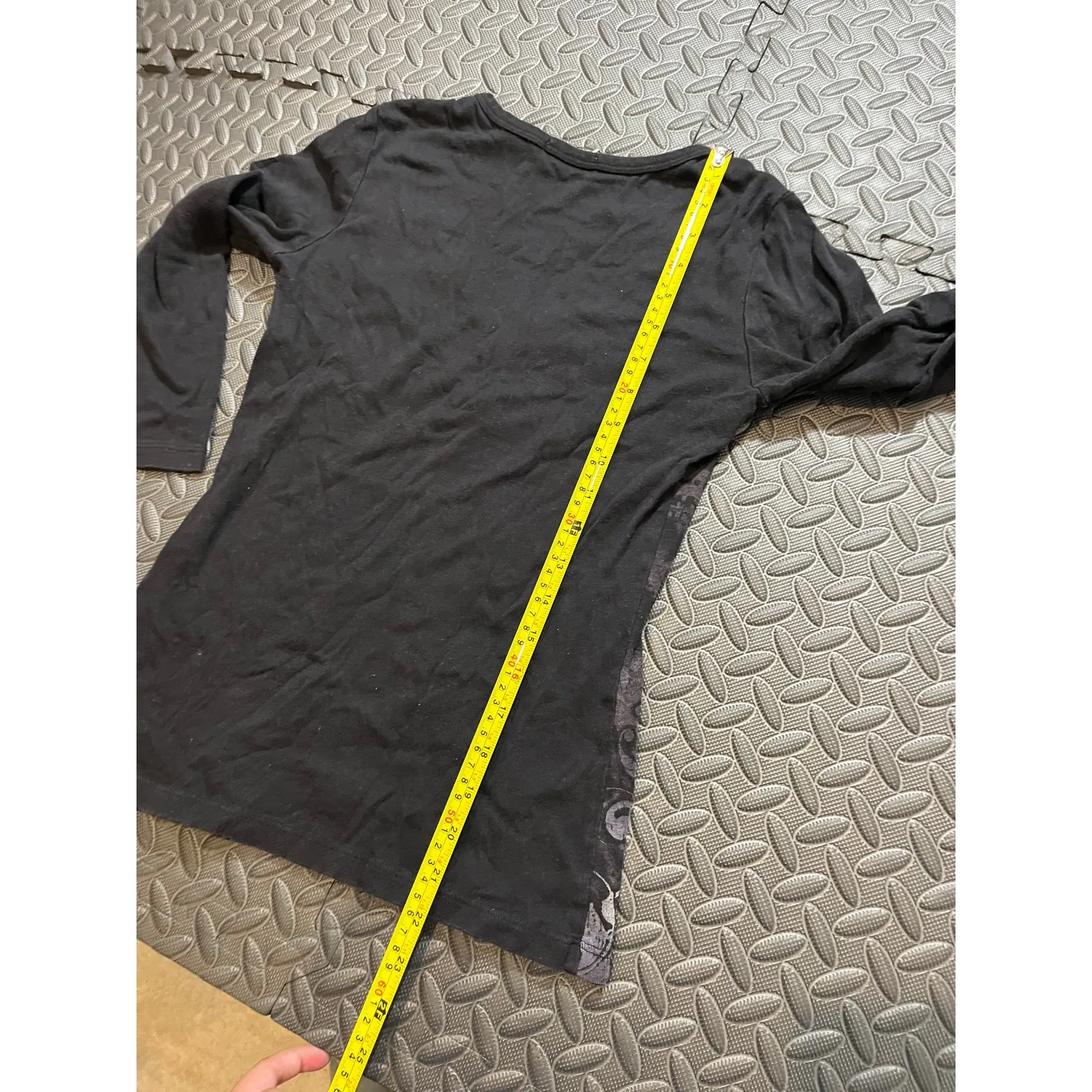 Blue Canyon 100% Cotton Y2K Grunge Embellished Floral Graphic Brown‎ Fitted Tee Black - Image 9