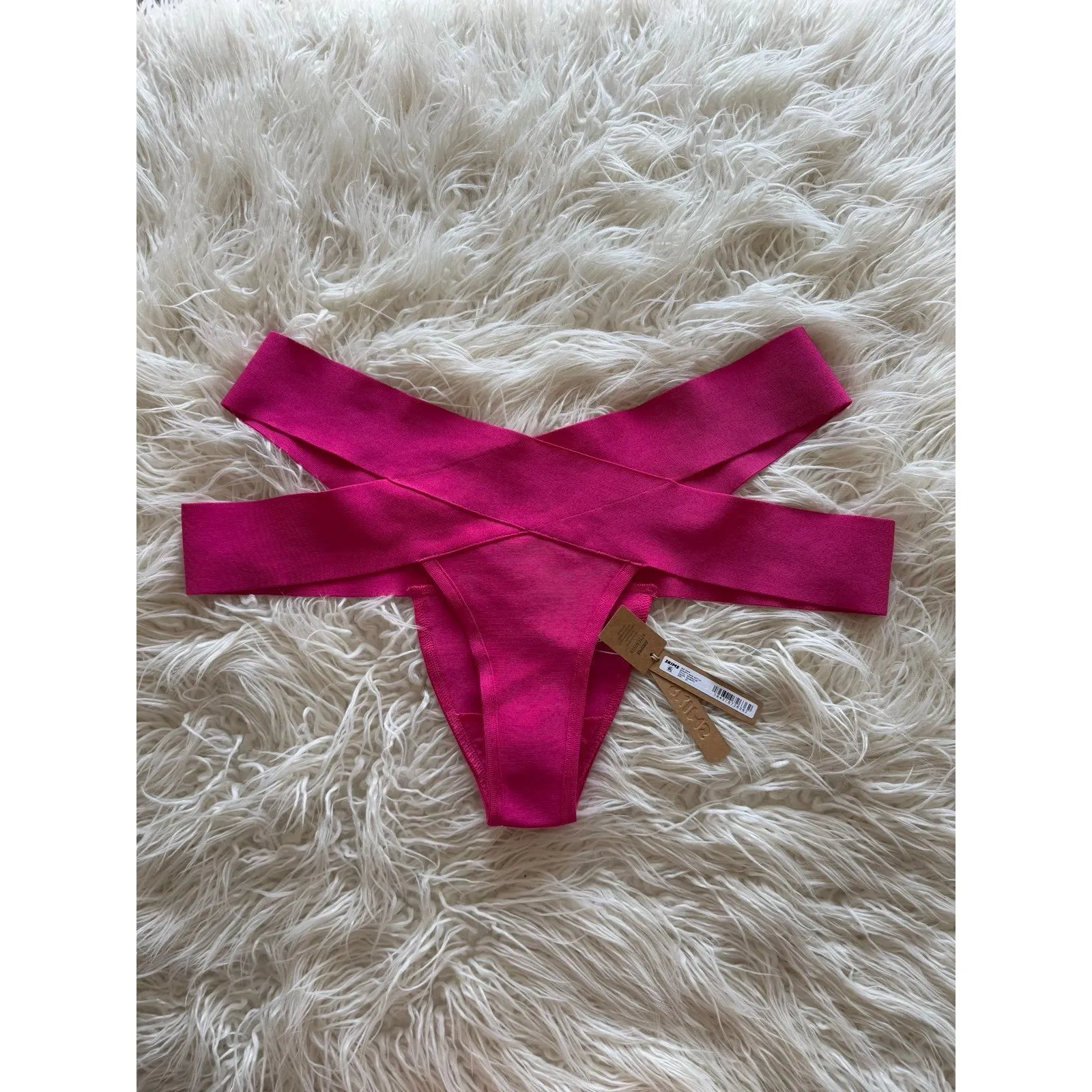 Skims Swim Knit Strappy Bikini Bottom Magenta Size 3X - Image 3