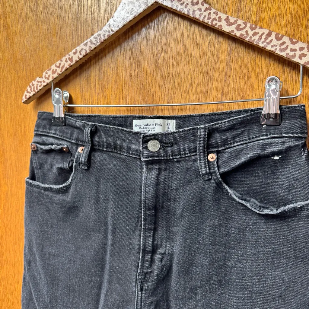 Abercrombie & Fitch Ankle Straight Ultra High Rise Curve Love 8 29 S Short Black - Image 4