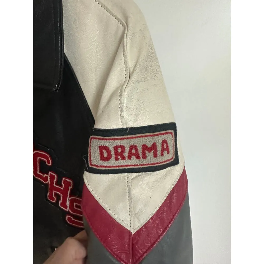Vintage Letterman Jacket Size M/L Womens 80s/90s Era Black Grey Red Logo Size L - Image 11