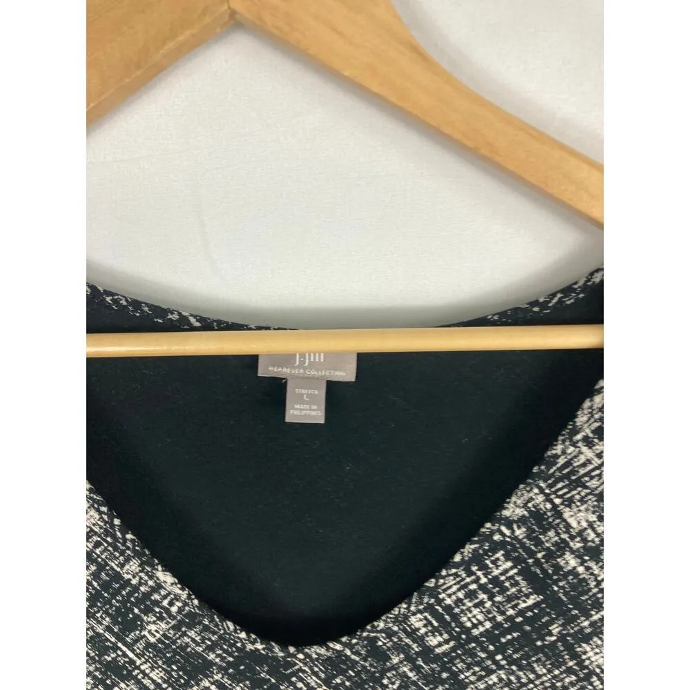 J Jill Wearever Collection Stretch Patterned Asymmetrical Hem Blouse Size Large - Image 4