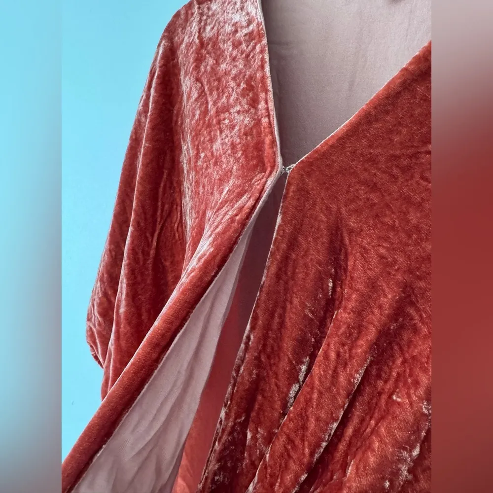 Young Fabulous & Broke Rust Burnt Orange Velvet Plunge Bodysuit - Image 3