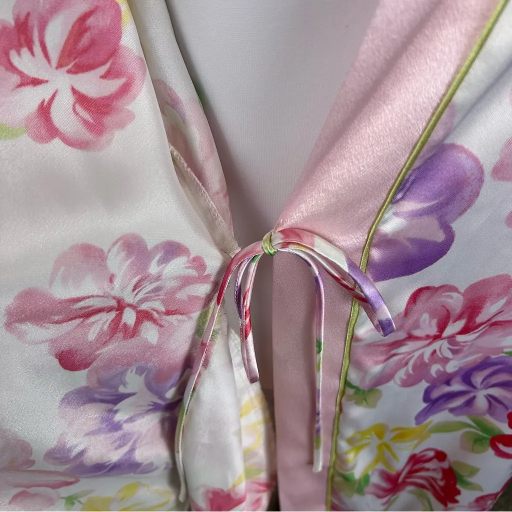 Oscar de la Renta Full Length Floral Silky Robe Kimono - Size XL - Image 7