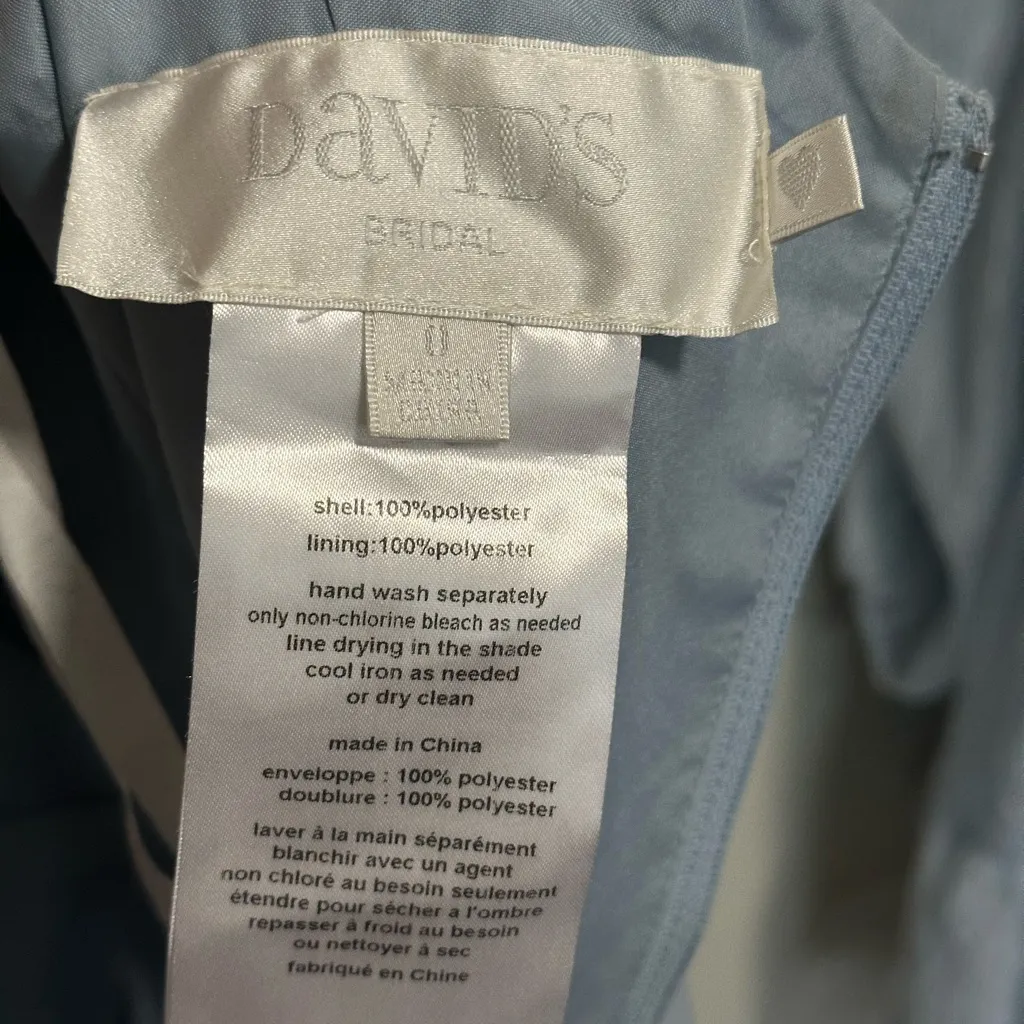 David’s Bridal Dusty Blue DayDream Dress with Flutter Sleeve Full Skirt size 0 - Image 12