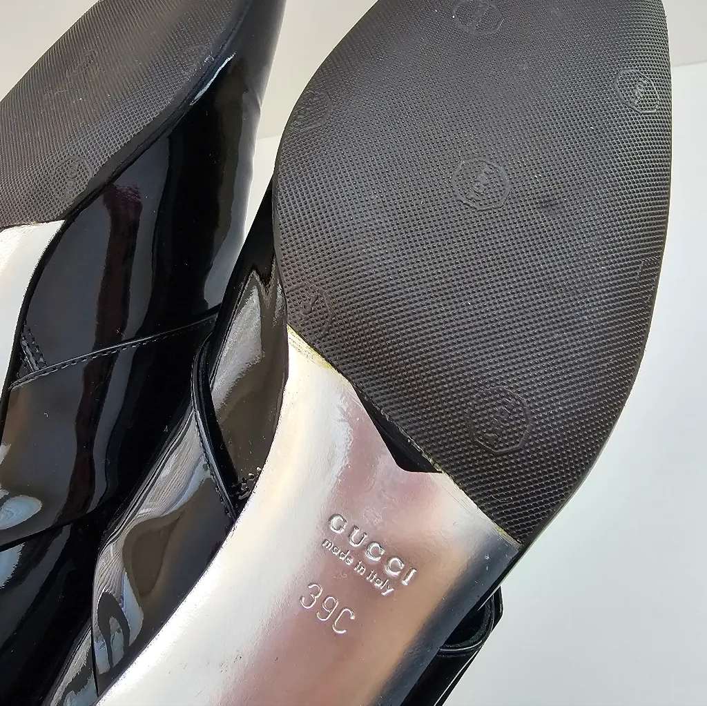 Gucci Black Patent Leather Buckle Combat Boots Size 39 With Anti Slip Sole - Image 6